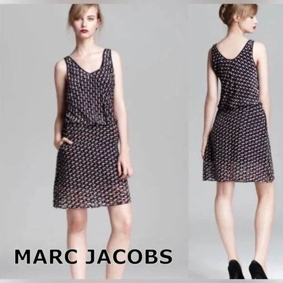 Marc by Marc Jacobs EUC Sz 4 Sleeveless Graphic Design Velvet Devore Dress (533) - Picture 2 of 14